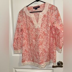 NWOT Vineyard Vines Coral and White shirt
